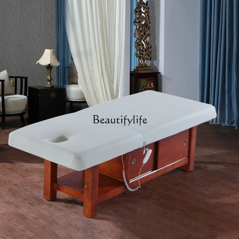 Electric beauty solid wood massage bed beauty health massage bed solid wood high rebound treatment bed