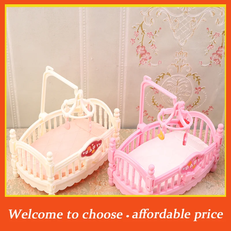 

[]1Pc Doll House Accessories new plastic Furniture Model Decor Toy 1:12Dollhouse Miniature Baby Room Bassinet Bed Cradle Bed