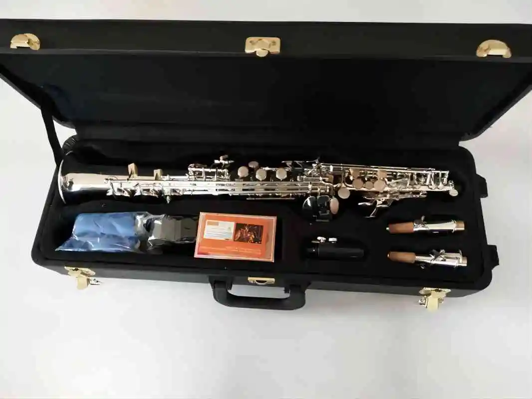 Professional level New Straight Japan Silver-plated Japan S-992 Soprano Saxophone Bb Musical instrument Sax With case