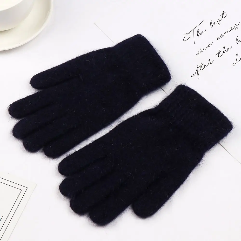 Winter Warm Knitted Full Finger Gloves Men Solid Woolen Mittens Women Thick Warm Cycling Driving Gloves Apparel Accessories