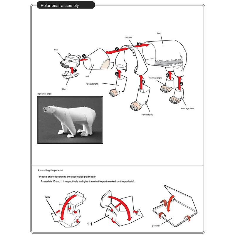 Polar Bear Origami Art Mini 3D Folded Paper Model Papercraft Animal Figure DIY Kids Adult Handmade Craft Toys QD-286