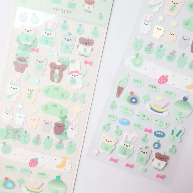 

Kawaii Classic Toys Cartoon Bear Stickers Laser Cut for Kids Children DIY Phone Case Laptop Body Face Sticker Decoration