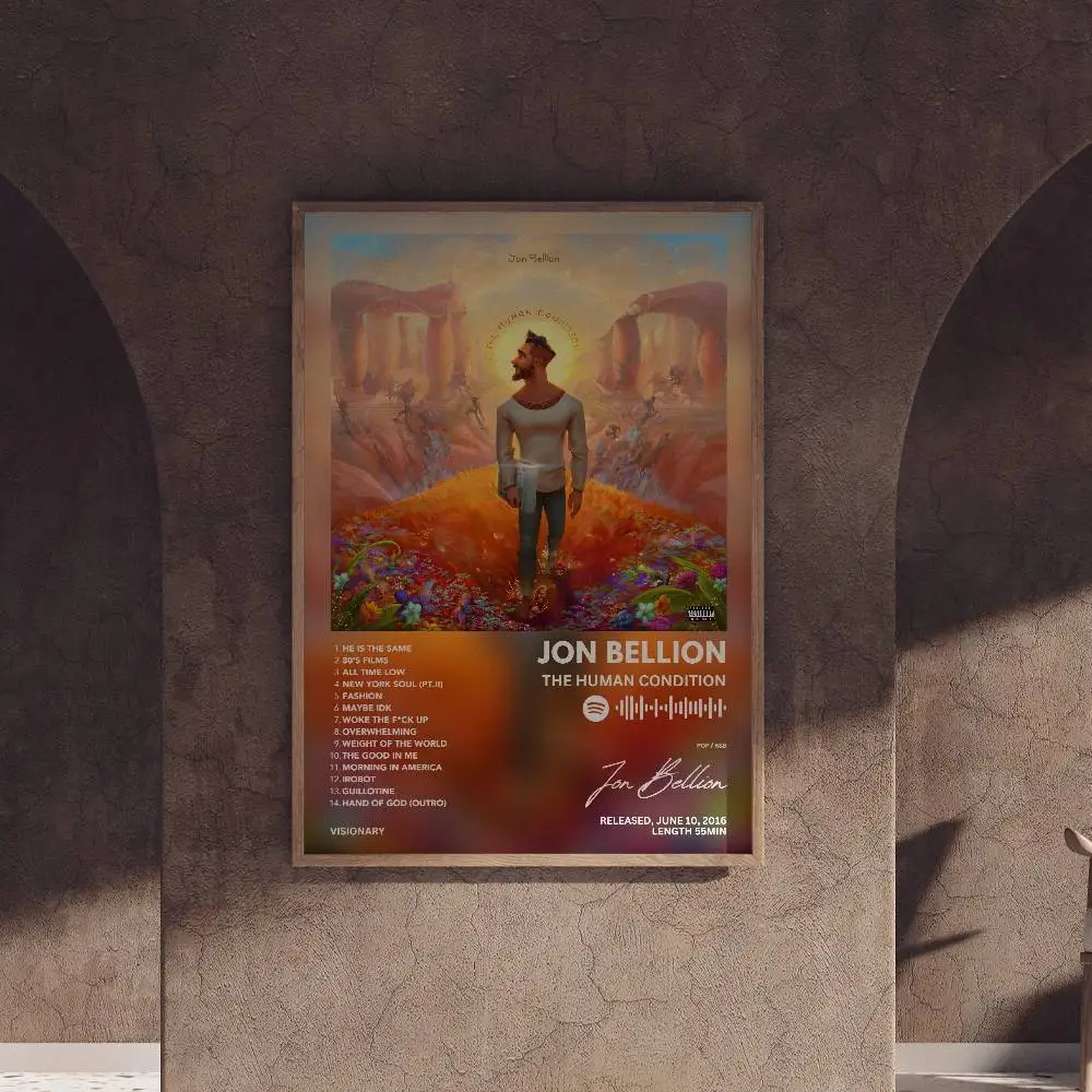 Jon Bellion The Human Condition Poster, selbstklebende Kunst, wasserfester Papieraufkleber, Kaffeehaus, Bar, Zimmer