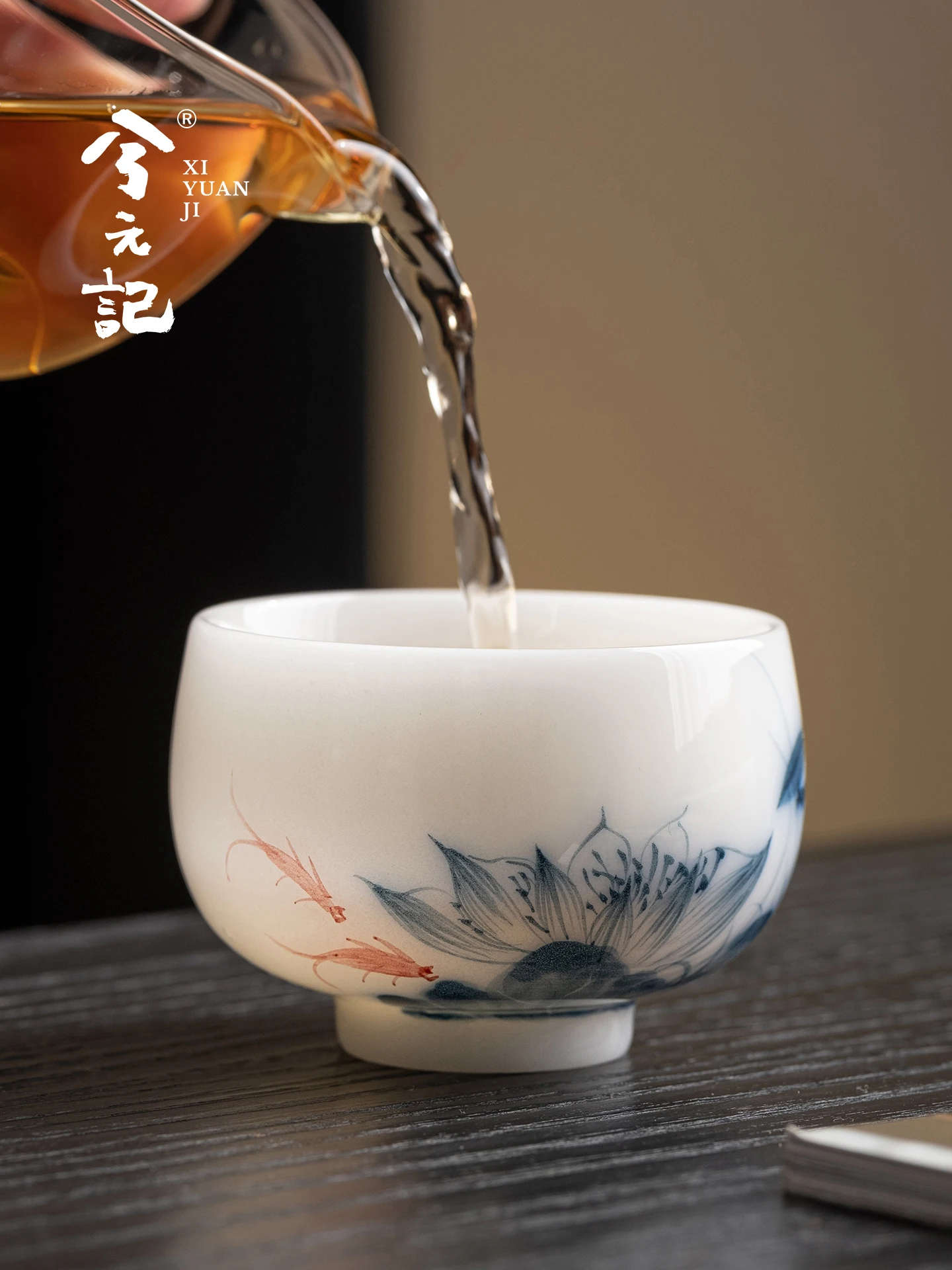 Green White Jade Porcelain Hand-Painted Cup Single Ceramic Women's Personal Dedicated Tea Kung Fu Teaware