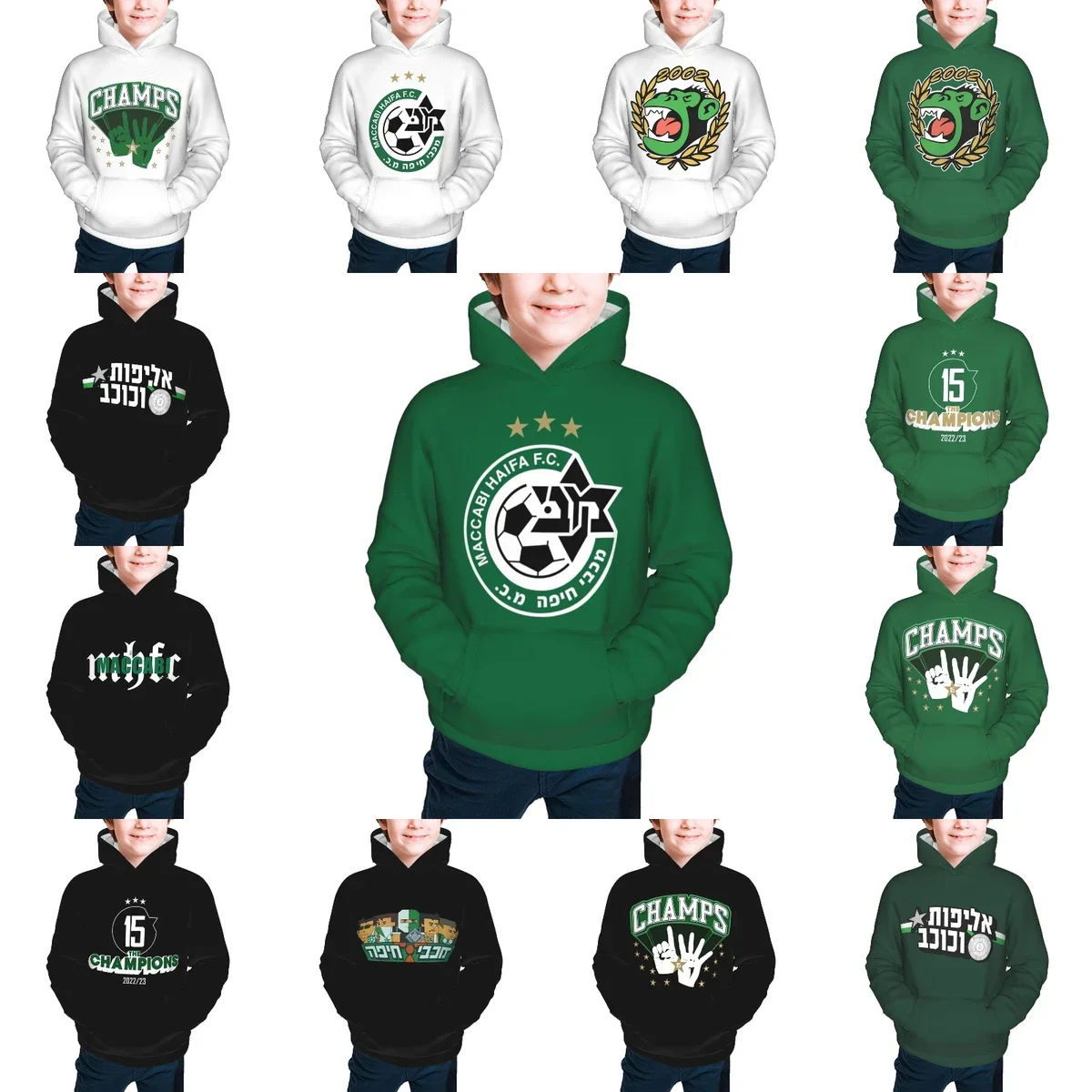 

Maccabi MHFC Haifa Children's Pullover Hoodie Youth Sweatshirt Kids Casual Hooded Hoodies Youth Sportswear Tracksuit