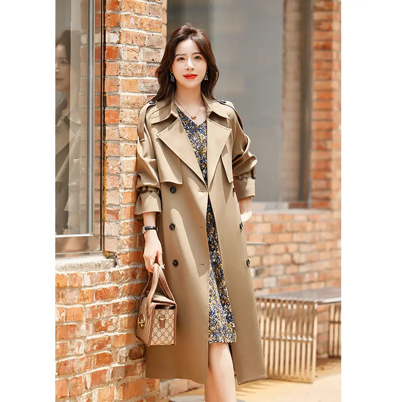 

Women Long Below The Knee Trench Coat 2023 Autumn New Female Fashion High-Grade Casual Large Size Temperament Popular Overcoat