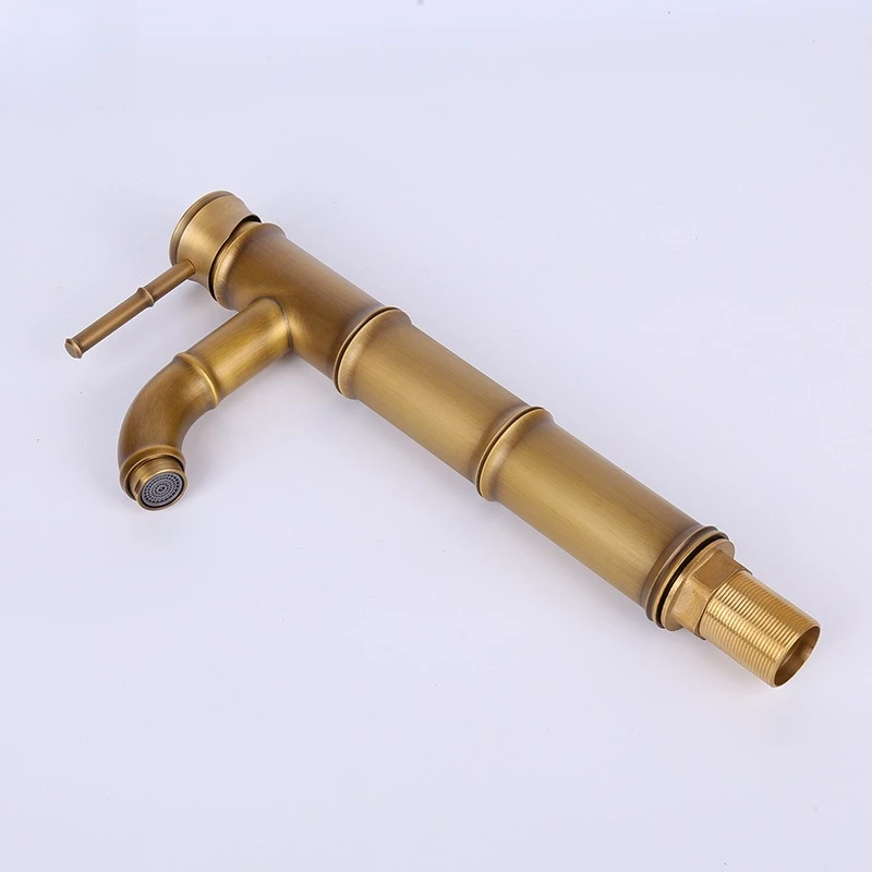 

Полностью медный бамбуковый смеситель в стиле ретро, европейский антикварный смеситель для столешницы, бытовой смеситель для горячей и холодной воды