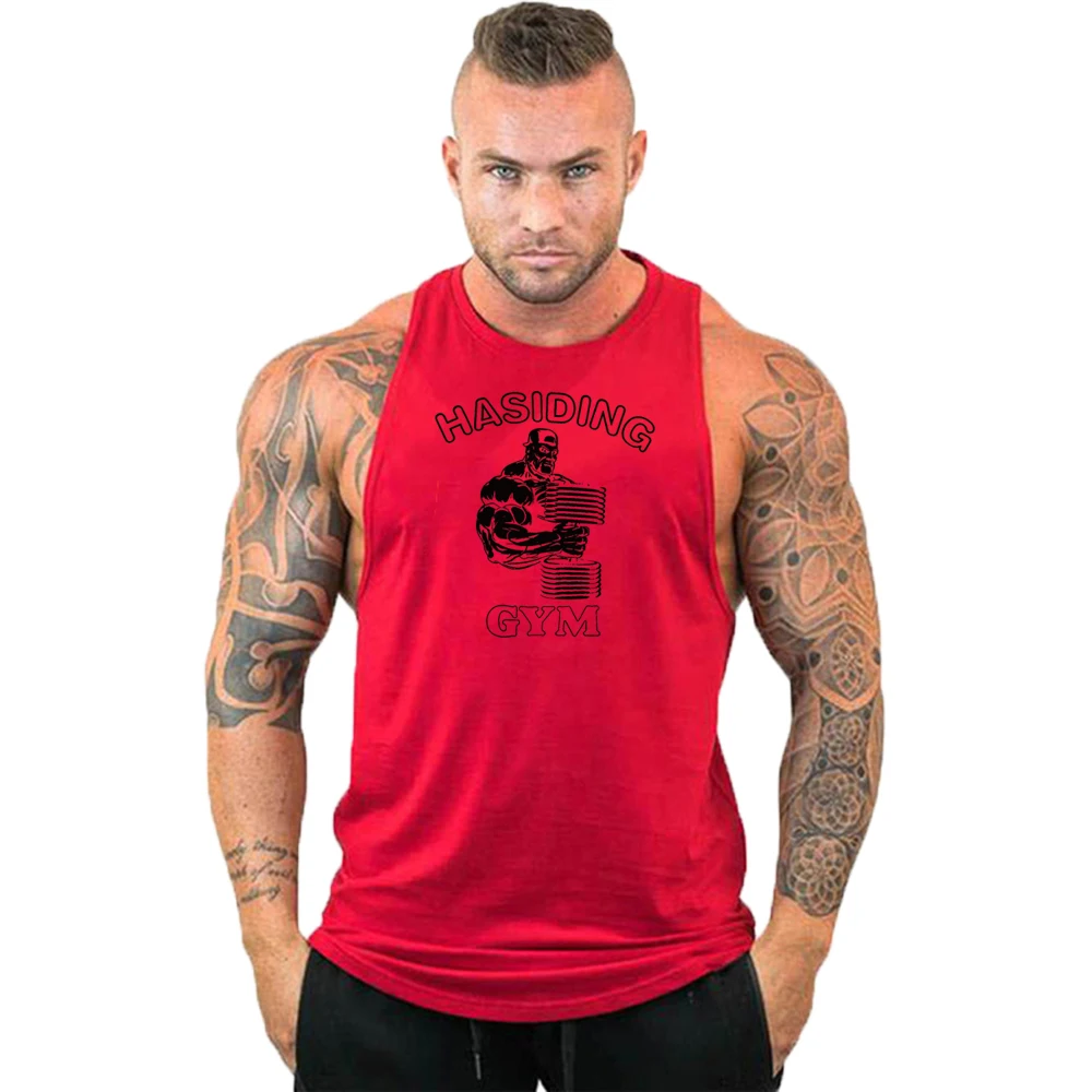 Bodybuilding Bloody Printed Cotton Mens Tank Tops Fitness Stringer shoulder strap gym vest Running Sportwear Tee shirt