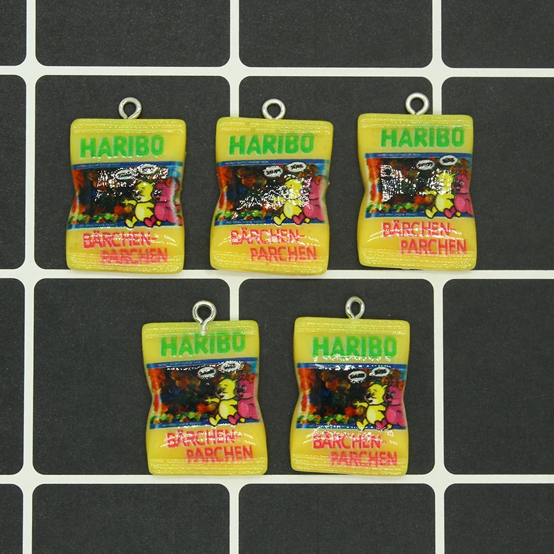 10 قطعة الأوروبية الجميلة الحلوى الراتنج الغذاء السحر محاكاة السكر وجبة خفيفة التعبئة والتغليف حقيبة المعلقات المسطحة لصنع المجوهرات القرط #5