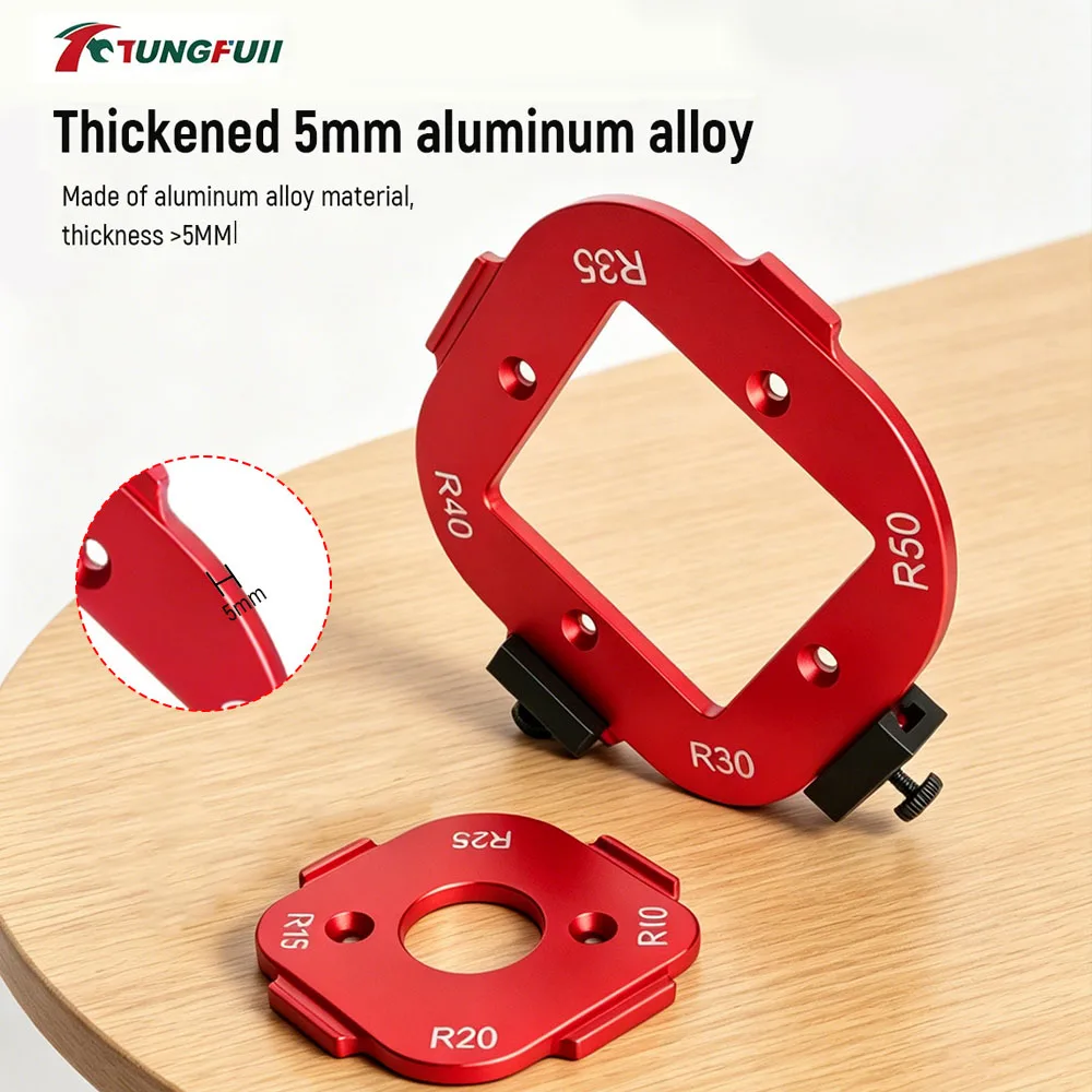 TUNGFULL Woodworking Corner Radius Jig Aluminum Alloy Round Arc Template Router Guide for Wood Board Arc Cutting