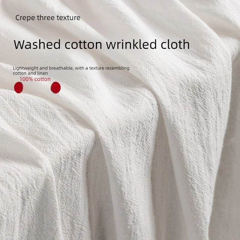 Washed Cotton Fabric Solid White Pure Cotton Cloth Imitation Linen Textile Hanfu Dress Backdrop & DIY Garment Sewing Material