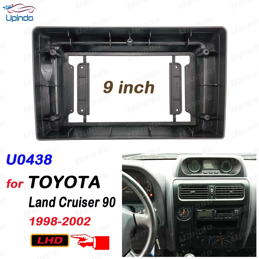 Car Accessoires 2 Din 9 Inch Radio Fascia DVD GPS MP5 Panel Frame for Toyota Land Cruiser 90 LHD 1998-2002 Dashboard Mount Kit