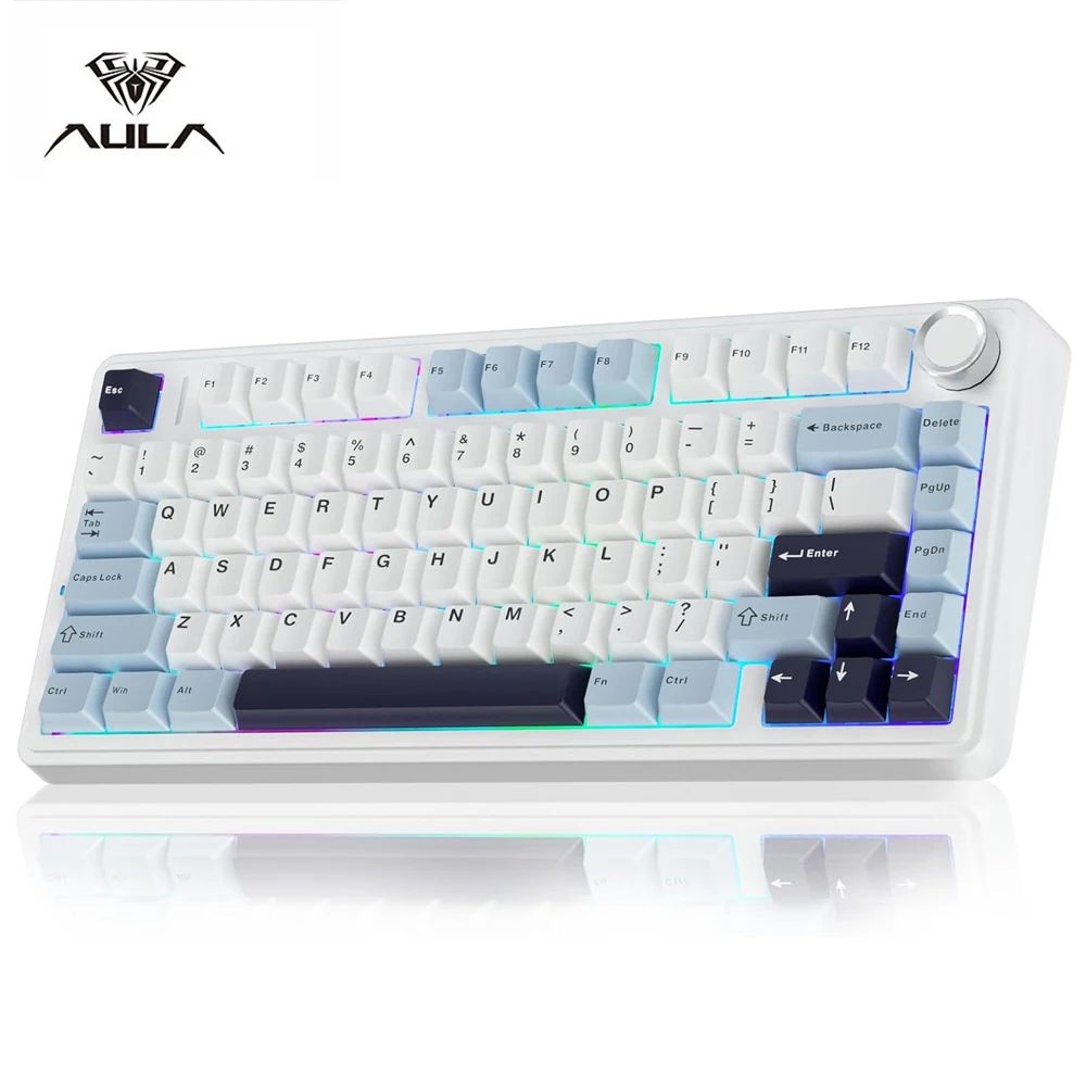 

AULA F75 Gaming Mechanical Keyboard 2.4G Wireless/Bluetooth/Wired PBT keycaps 75% Layout RGB Gasket Structure PC Game Keyboard