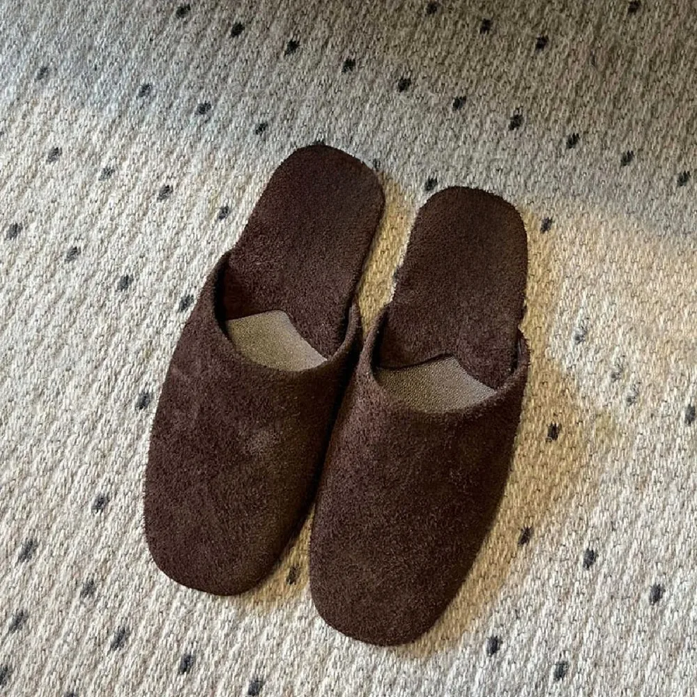 

NIGO Curry Round Toe Frosted Leather Flats Fashion Casual Half Slippers Temperament Spring Autumn Women's Shoes #NGSH1164