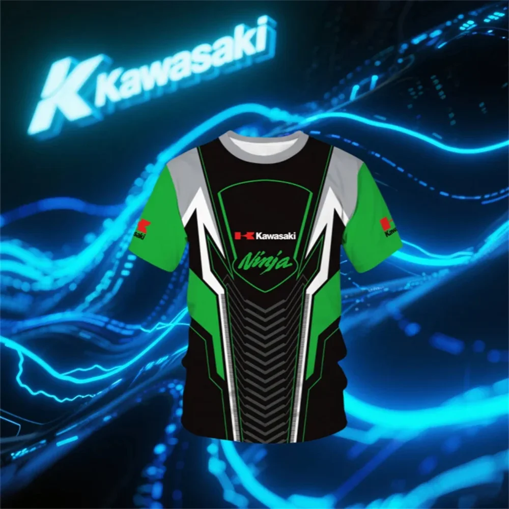 

Kawasaki T-shirt, printed T-shirt, quick drying, sweat absorbing, loose and comfortable fashionable motorcycle T-shirt