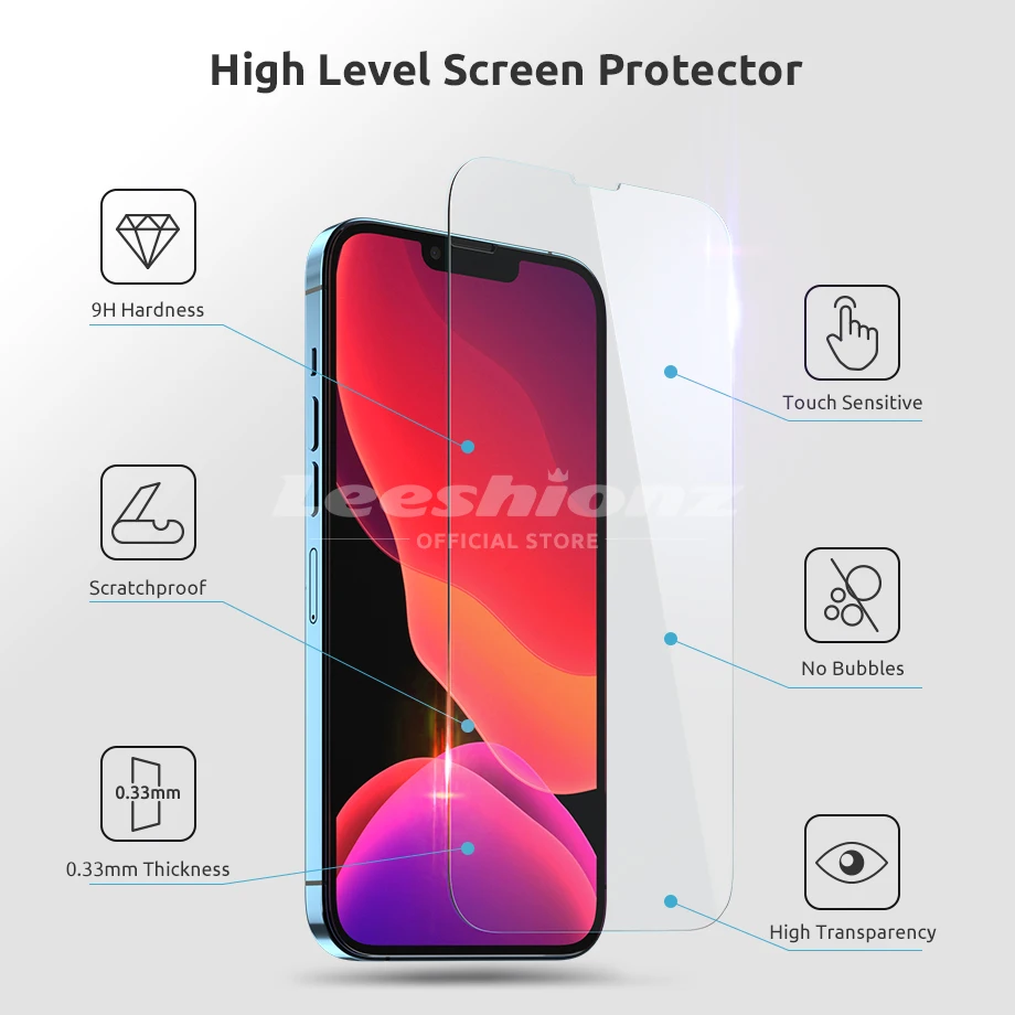 10Pcs Tempered Glass For iPhone 15 14 13 12 11 Pro Max Screen Protector For iPhone X Xr Xs Max 7 8 6S Plus SE2020 Tempered Glass