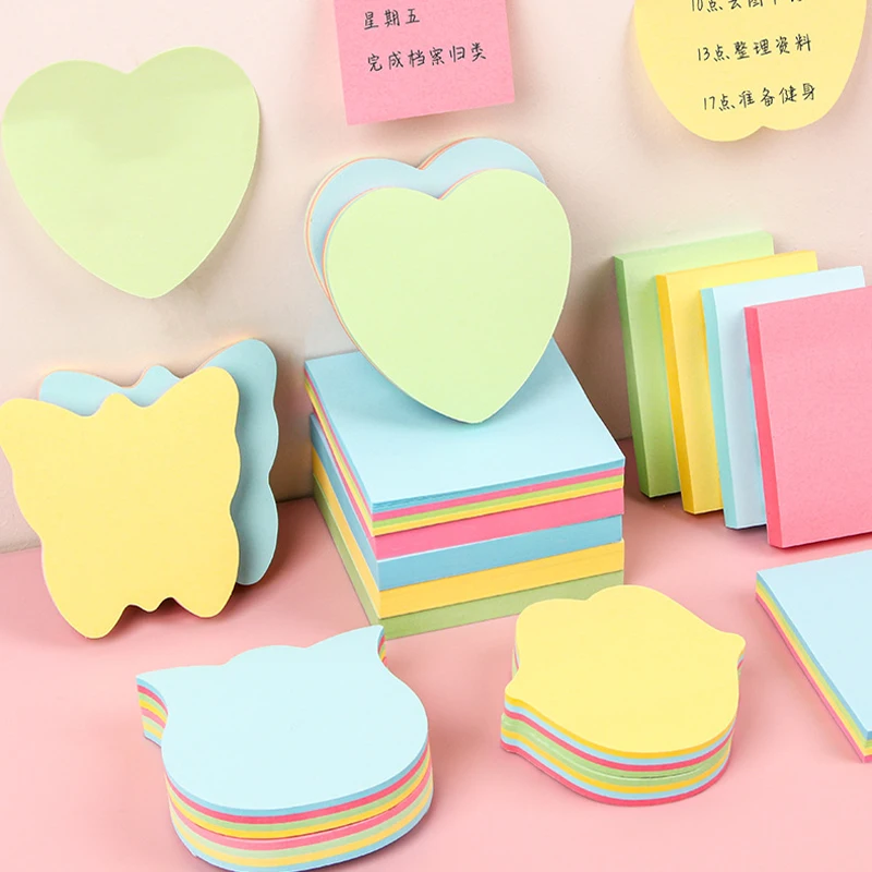 100 Sheets Color Sticky Notes Simplicity and Strong Stickiness Memo Notepad Stationery for School Office Message Stickers Posted