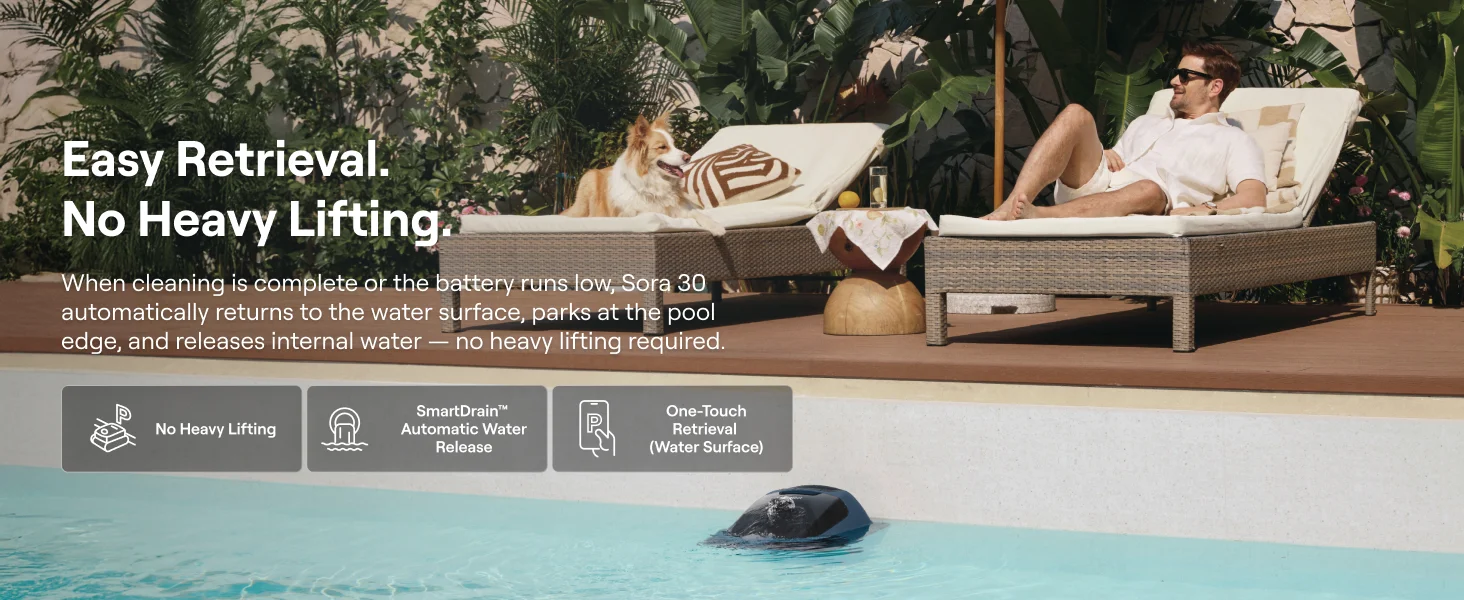 Neuer Beatbot Sora 30 Kabelloser Roboter-Poolreiniger, 300 Min. Laufzeit, 6800 GPH Boden-/Wand-/Wasserlinien-/Plattformreiniger, für Innen- und Aufstellpools – Detail 14