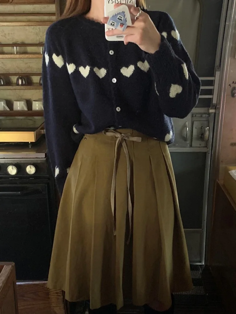 Anti-Aging Heavy Work Love Pattern Strickpullover Damen Long Sve Weiche warme Strickjacke Top für Herbst Neu eingetroffen