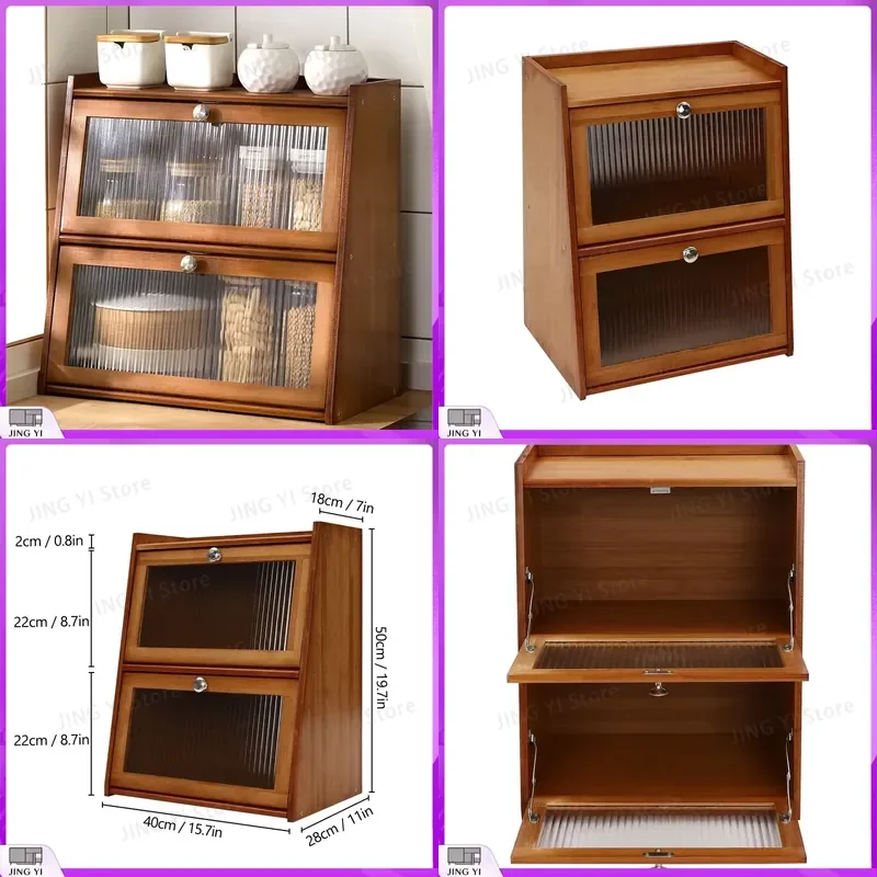 Bamboo Kitchen Cabinet Storage Unit Tabletop Sideboard Cabinet Multi-Functional Bookcase for Kitchen Dining Room Bedroom Home