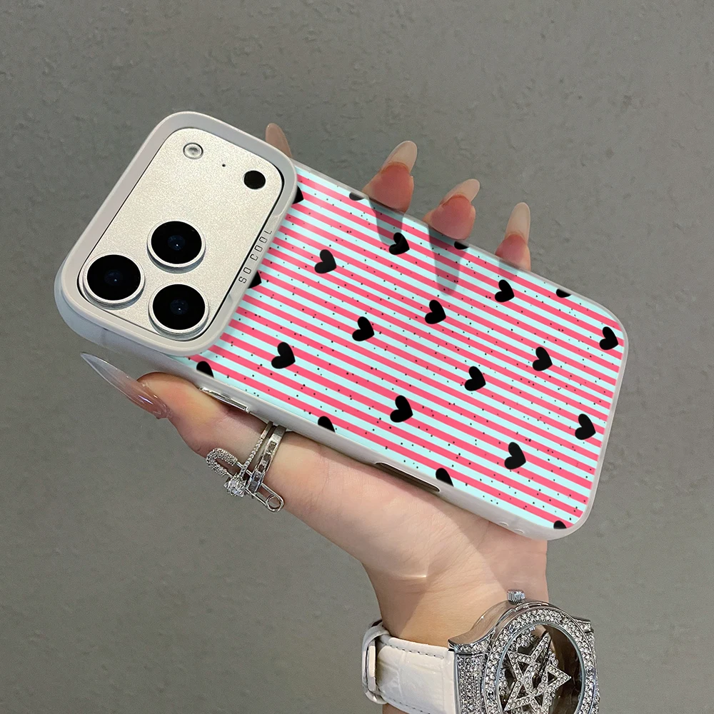 Für iPhone 17 15 16 14 Pro Max Hülle Plus Minimalistische Streifen-Herzen-Abdeckung Für iPhone 13 11 12 ProMax XS XR XS 7 8 Plus 16E Hüllen – Detail 5