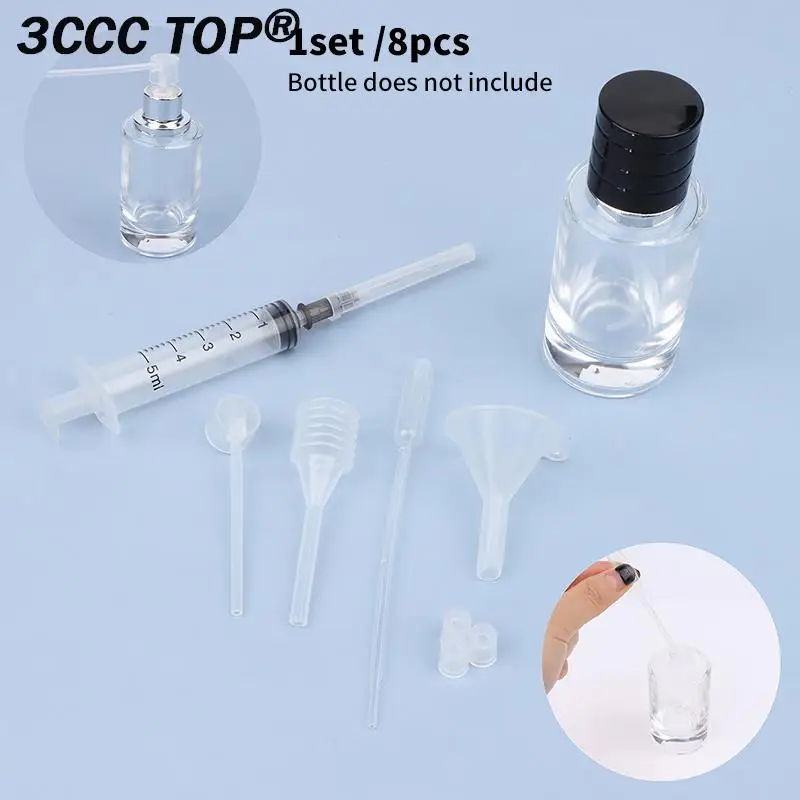 8PCS Perfume Refill Tools Set Plastic Diffuser Syringe Straw Dropper Funnel Spray Dispensing Required Cosmetic Tools