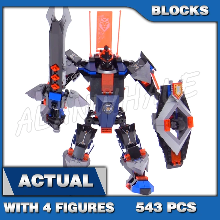 

543pcs Nexoes Knights The Black Mech Skeletal Lava Fly Lair Catapult 10519 Building Blocks toy Compatible with Model