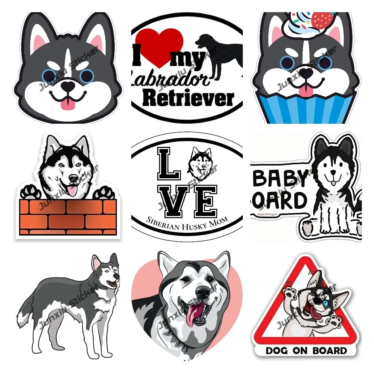 Siberian Husky Mom Decal  Husky Crack Sticker Dog Crack Wall Stickers Creative Home Car Windows Decoration Sticker Toilet Fridge