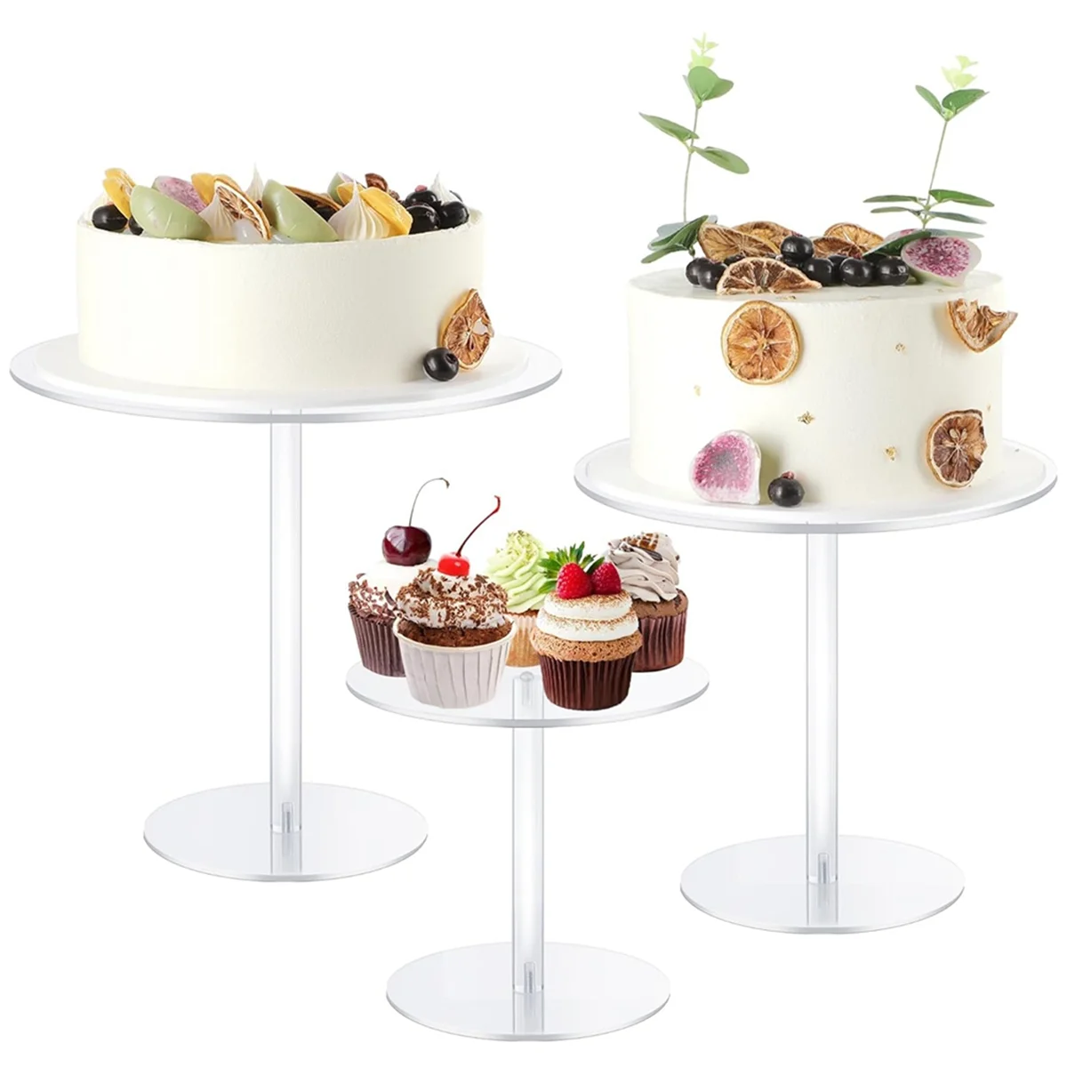 

Acrylic Cake Stand,Clear Cake Stand Round Tall Cake Stand for Dessert Table Display, for Wedding, Event, Birthday Party