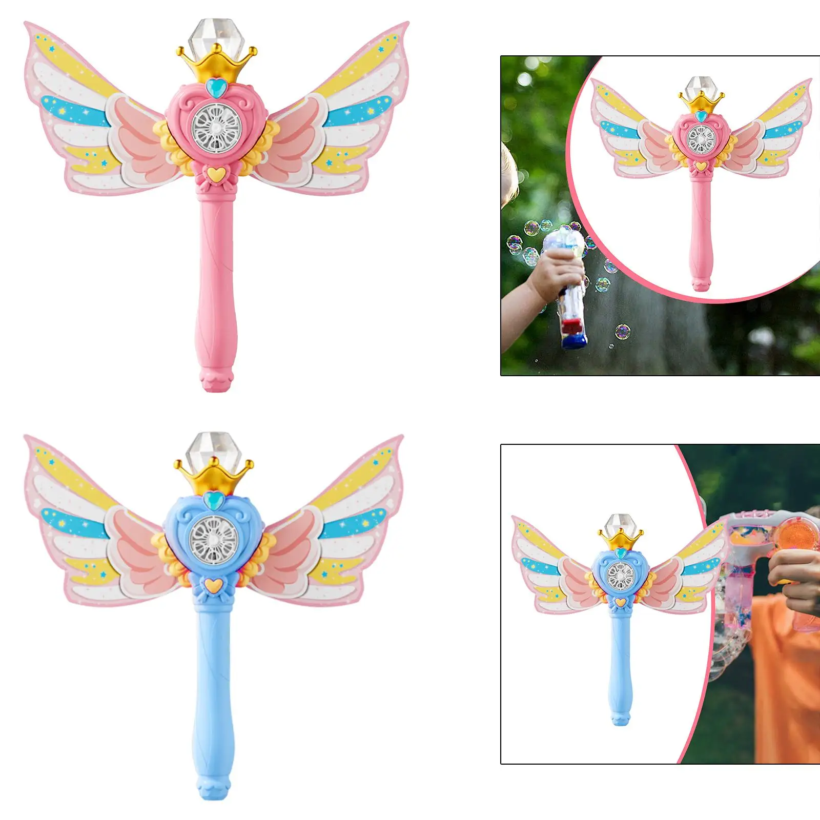 لوازم آلة فقاعات عصا الفقاعات المحمولة المضيئة لعبة صيفية للفتيات بعمر 3 4 5 6 7 8 سنوات للنشاط والعطلات والحفلات #2