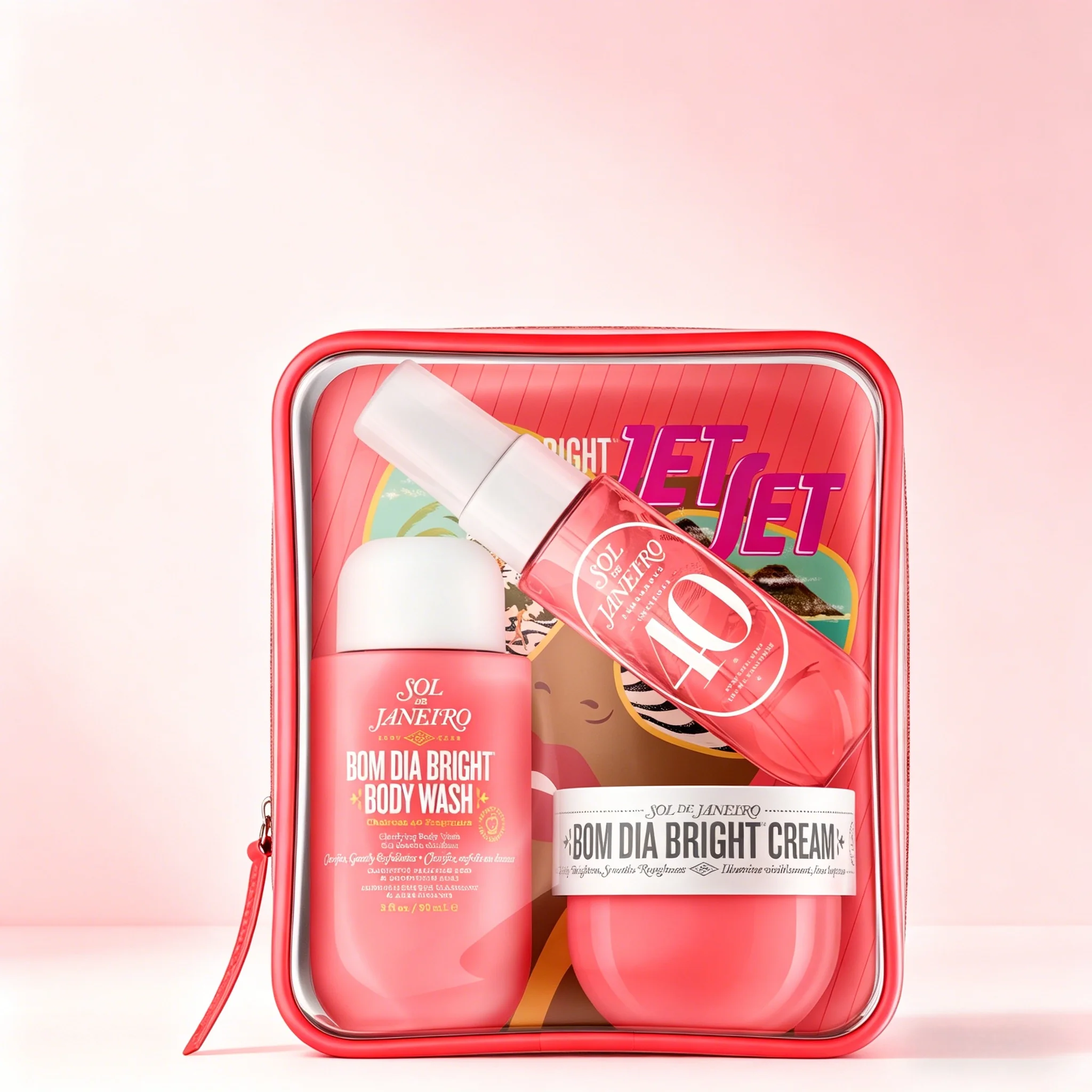 

Sol de Janeiro Jet Set - Bright Cream, AHA BHA Wash & Cheirosa 40 Mist with Red Pouch, Perfect Gift