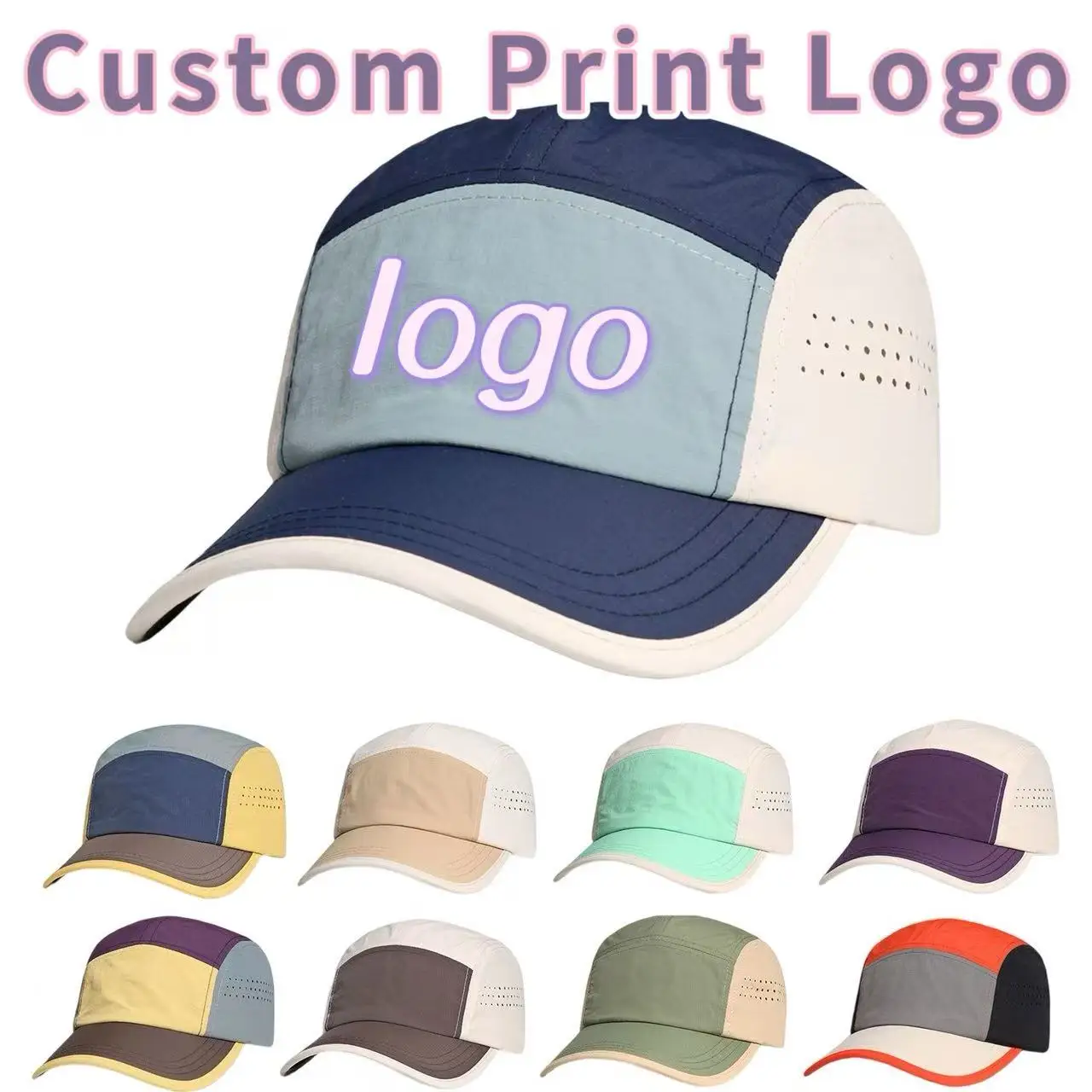 Customized Printed Logo Color Blocked Package Edge Quick Drying Baseball Cap Men's And Women's Casual Breathable Duck Tongue Hat