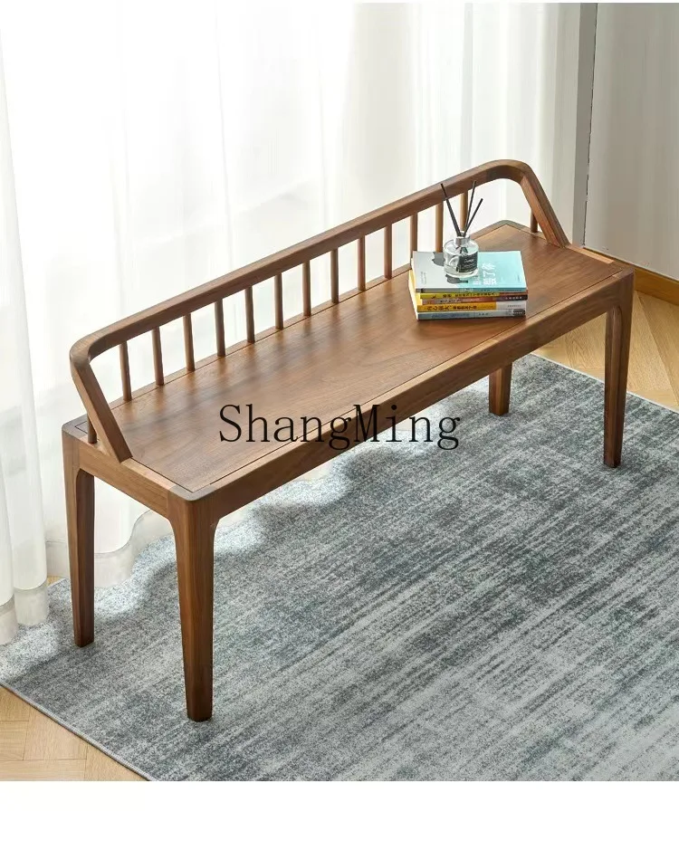 SM walnut bedside stool cherry wood dining chair living room bedroom simple furniture