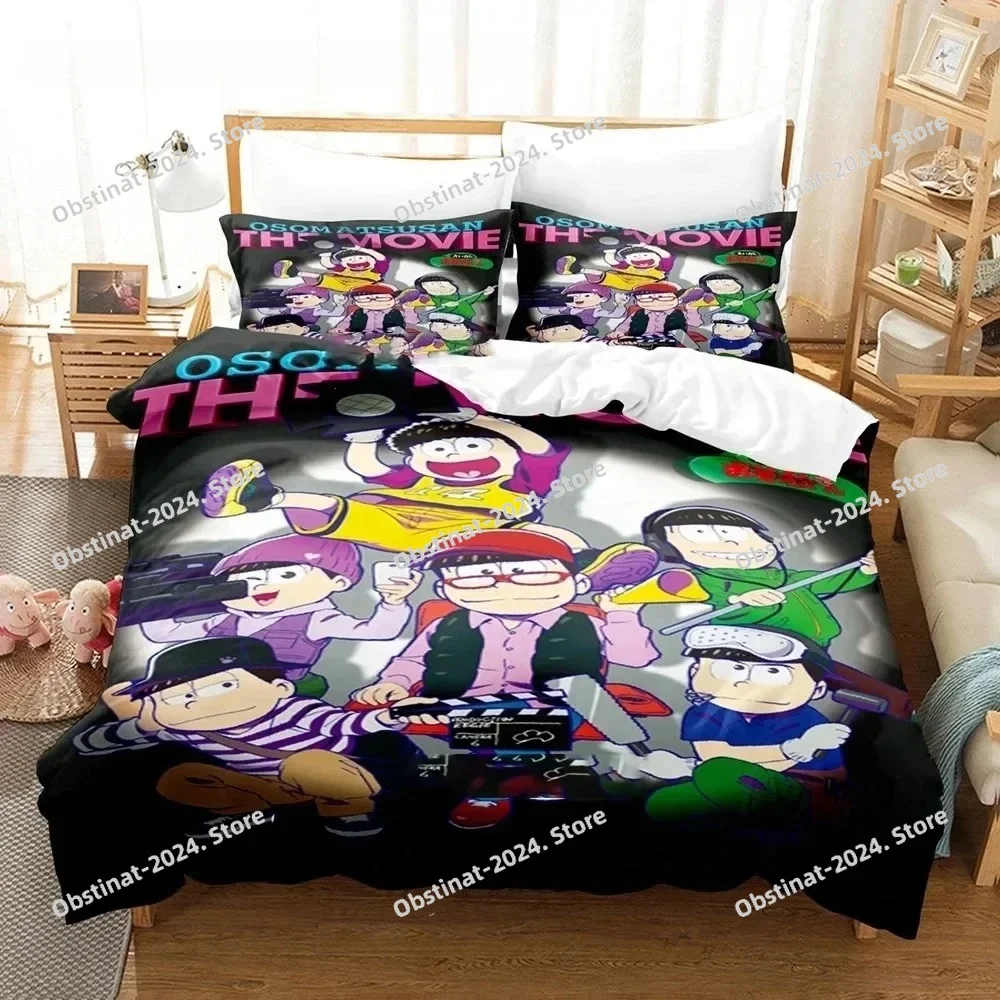 3D Print Anime Bed Sheet Set Osomatsu-san Bedding Set Printed Duvet Cover Pillowcase Single Double Style Queen King Size Sets - view 2