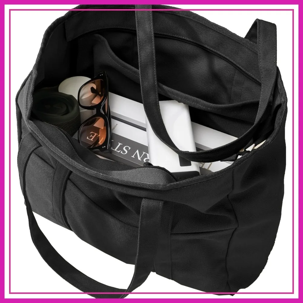 

Extra Large Canvas Tote Bag for Women Men, Utility Work Bags with Zipper