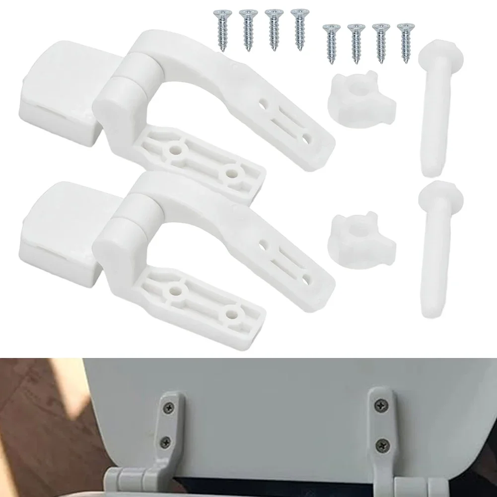 1 Pair White Plastic Toilet For Seat Lid Hinge Replacement With Bolts Screw Nuts Bathroom Fixture Toilet For Seat Hinges