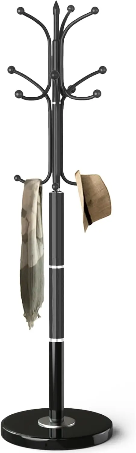 

Modern Coat Rack with Marble Base, 12 Hooks for Entryway and Hallway Storage