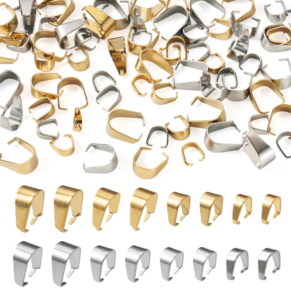 

80Pcs 304 Stainless Steel Pendant Clasp Pinch Clip Bail Hook Connector For Bracelet Necklace DIY Jewelry Making Findings