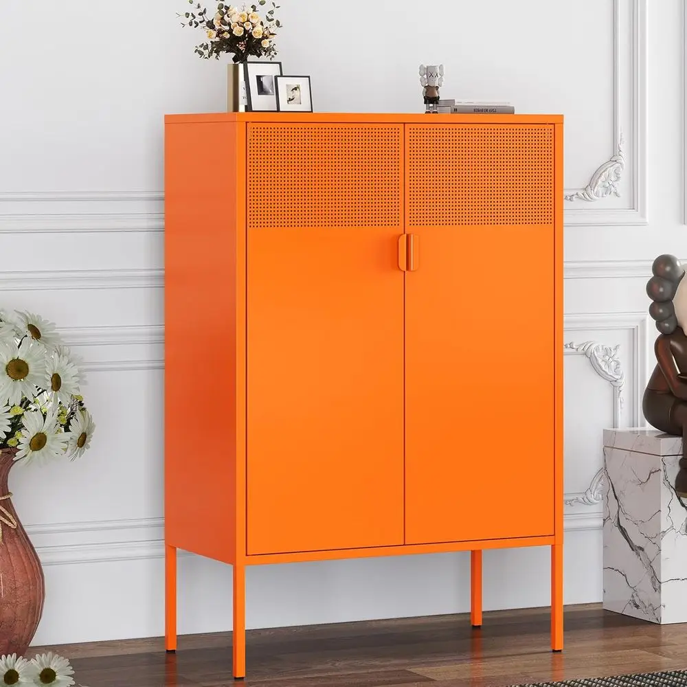 

Metal Storage Cabinet with 2-47 High Lockers, 3-Tier Adjustable Shelves, Ideal for Office, Home, Living Room, Kitchen
