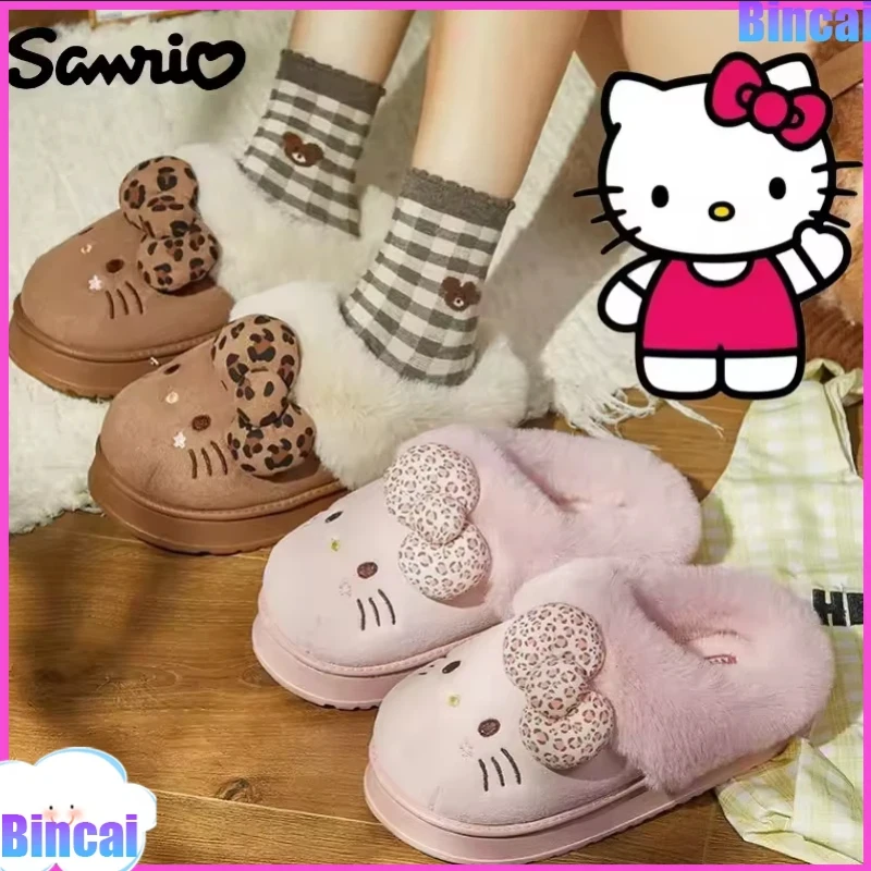 سانريو مرحبا كيتي المرأة شبشب منزل-لطيف الكرتون نمط دافئ مريح عدم الانزلاق أحذية قطنية Kawaii فتاة هدية 2026 #1