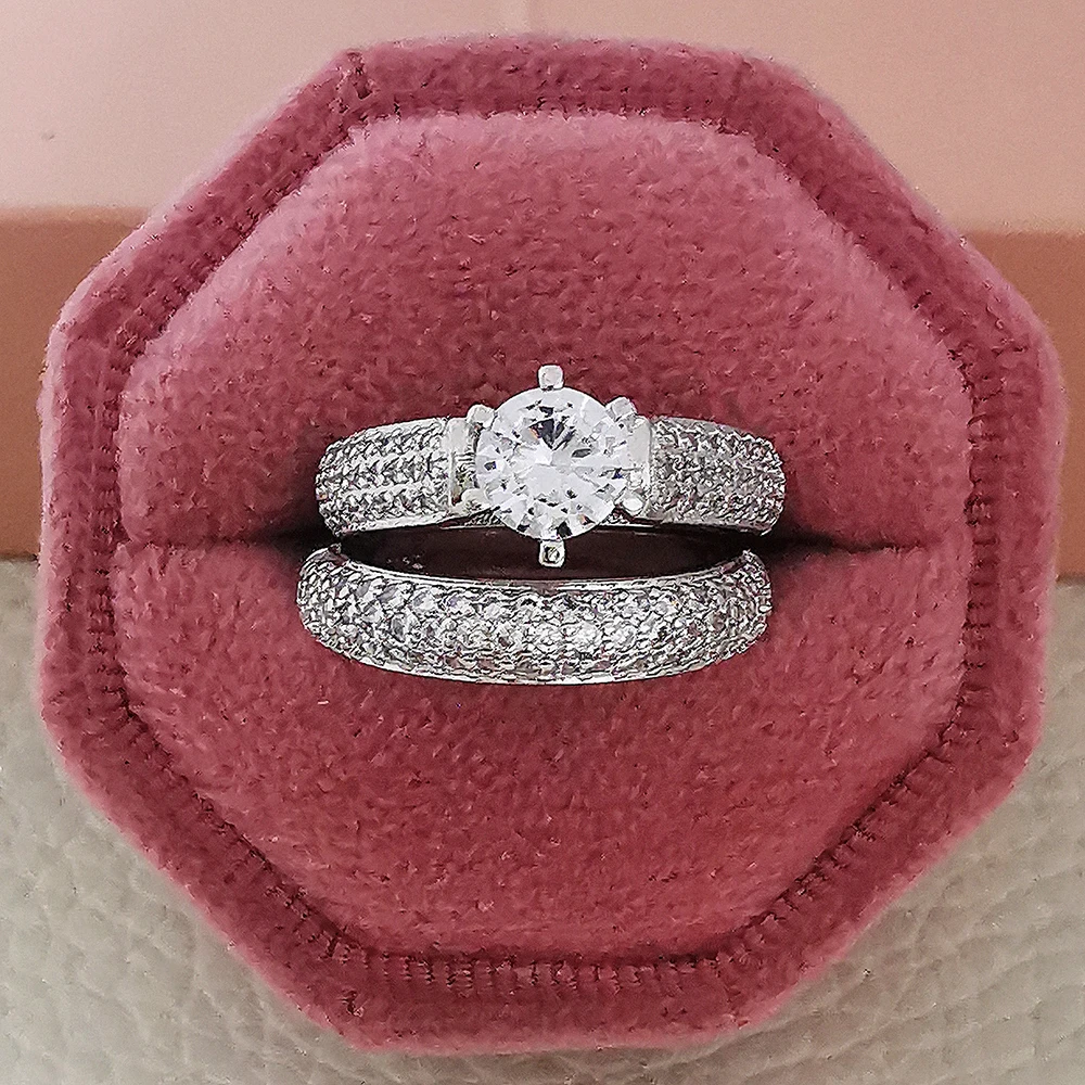 2023 New Luxury Quality Designer Silver Color Wedding Rings Set for Women Anniversary Gift Drop Shipping Wholesale Jewelry R4632