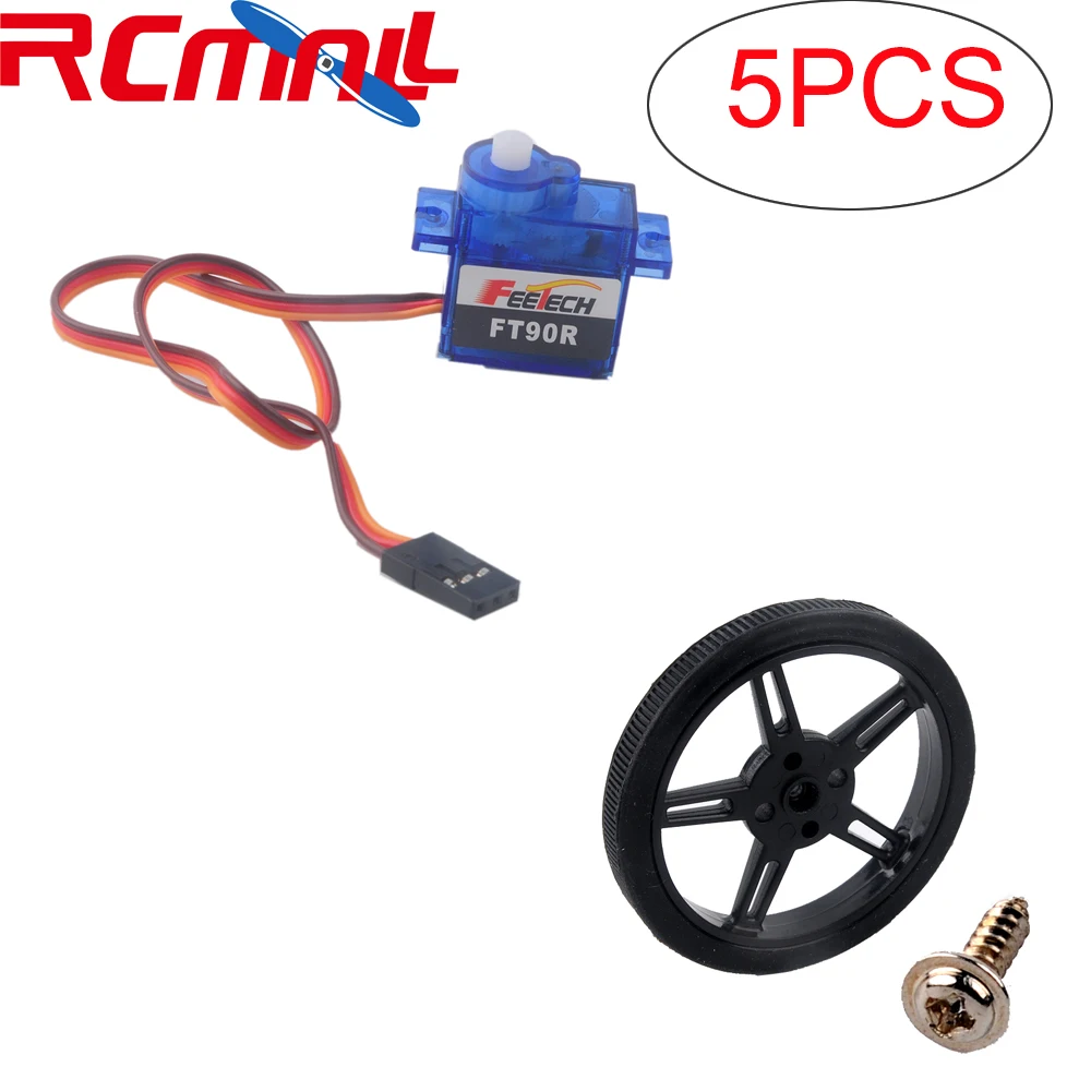 

5PCS Feetech FT90R Digital RC Servo 360 Degree Continuous Rotation Micro RC Servo Motor 6V 1.5KG /Servo Wheel