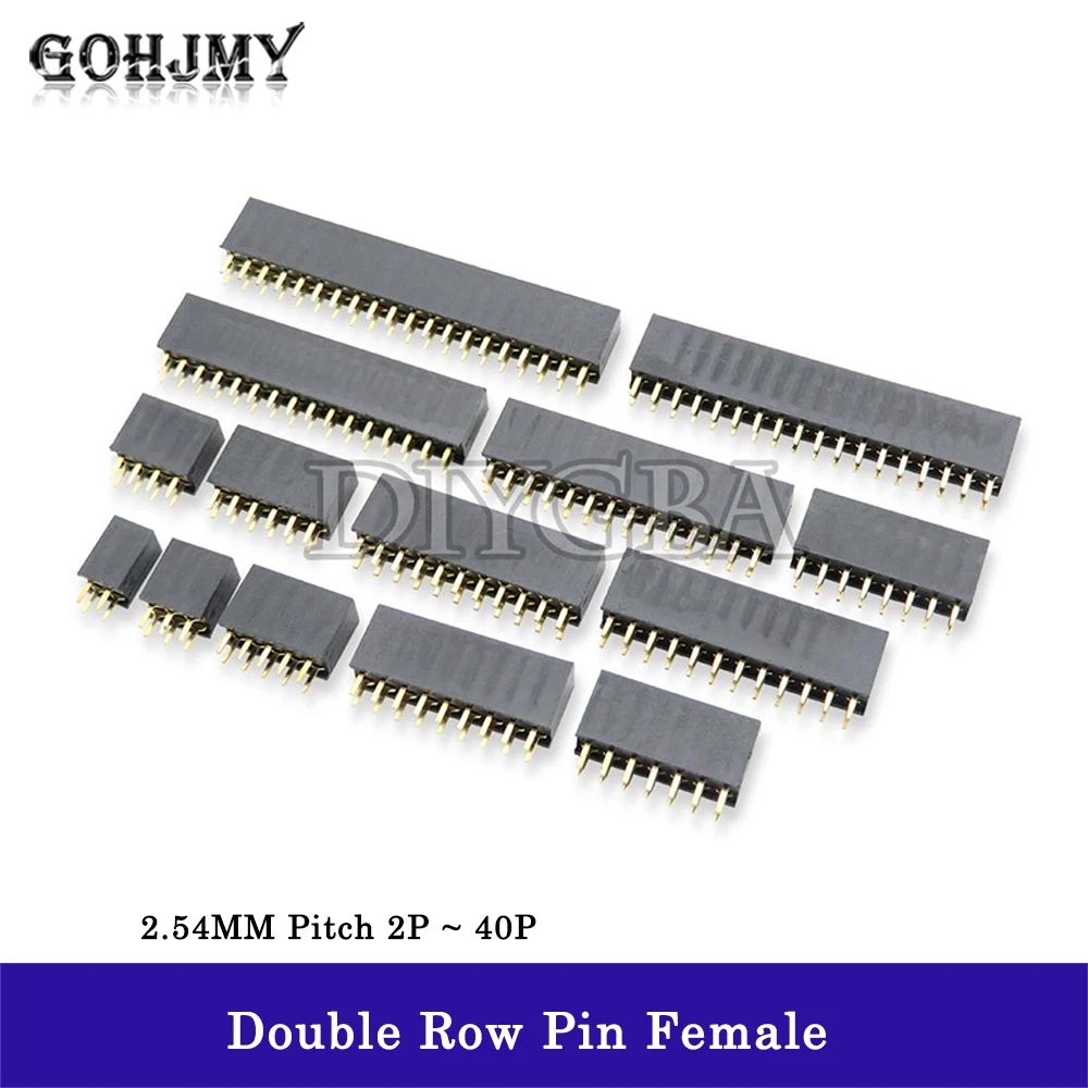 10PCS/LOT Double Row Pin Female Header Socket Pitch 2.54mm 2*3PIN 4PIN 5PIN 6PIN 7PIN 8PIN 9PIN 20PIN Connector For arduino