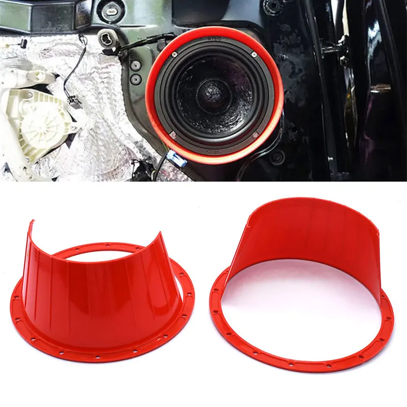 2 Pcs Car Audio Refit 6.5-inch Speaker Waterproof Cover Audio Rust Protection Pad Speaker Waterproof Cover Black Red Universal