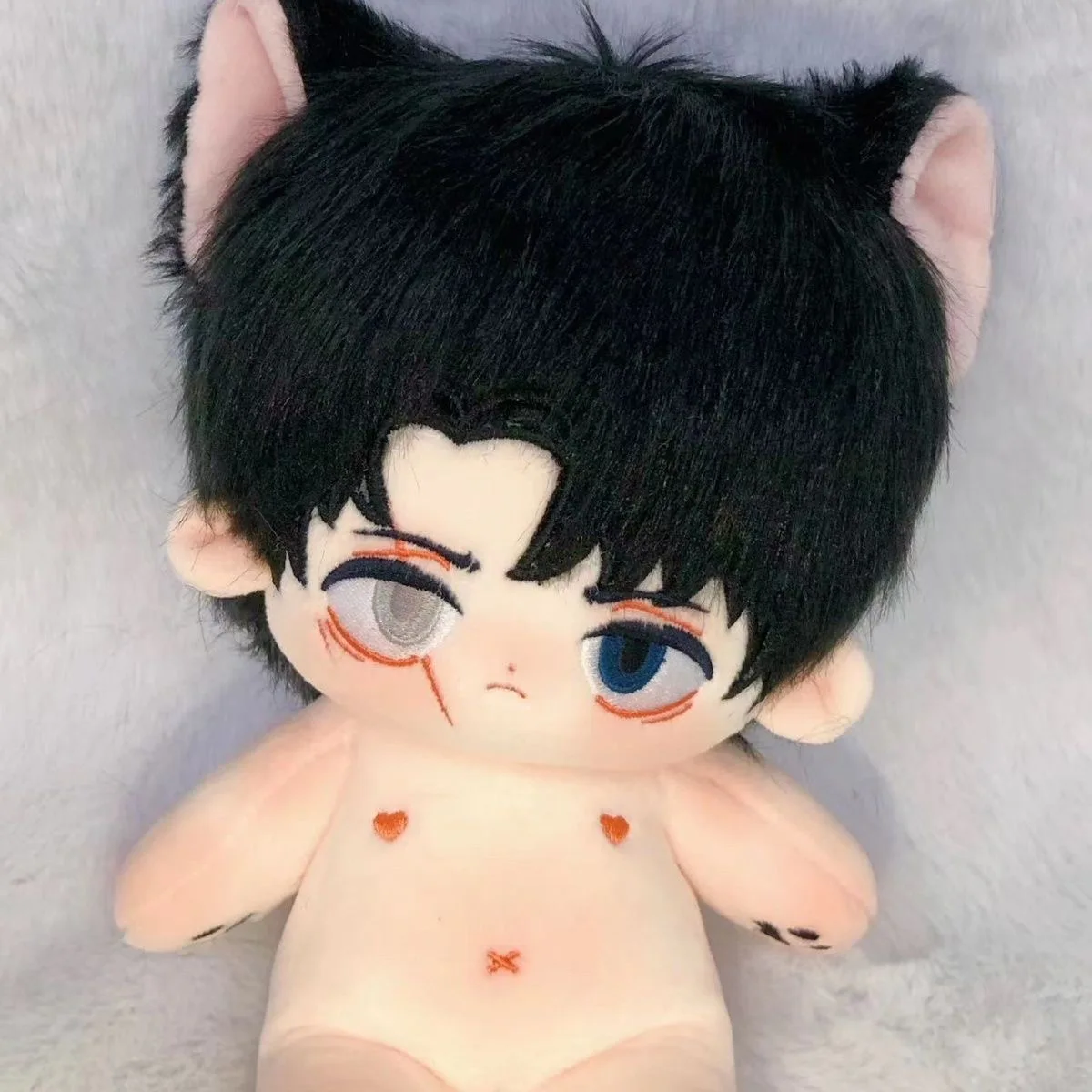 

COOL Anime Role Attribute Levi Ackerman Monster Ear Handsome Plush Doll Stuffed Nude Body Dress Up Clothes Plushies Toys 20cm