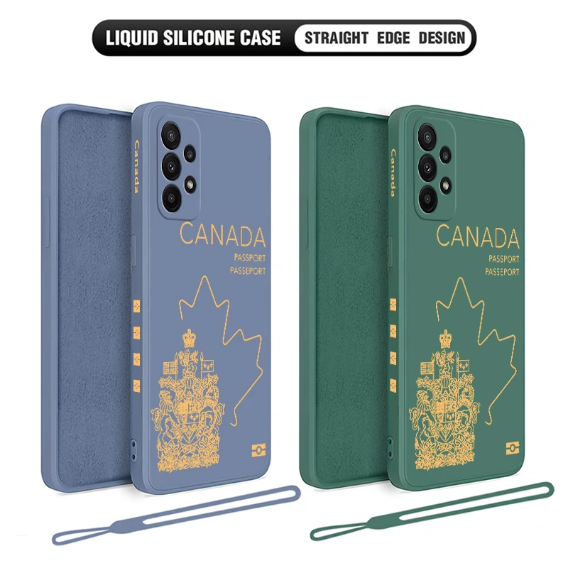 Canada Passport Cover Phone Case for Oneplus Nord 3 2 9R 9 8T 8 7 7T Pro 6 5G Liquid Silicone Cover with Hand Strap