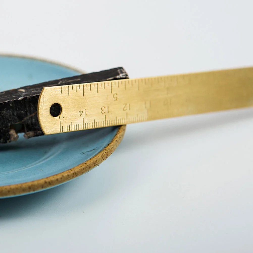 2 Pcs Brass Ruler Vintage Drawing Household Bookmark Multi-function Portable Straight