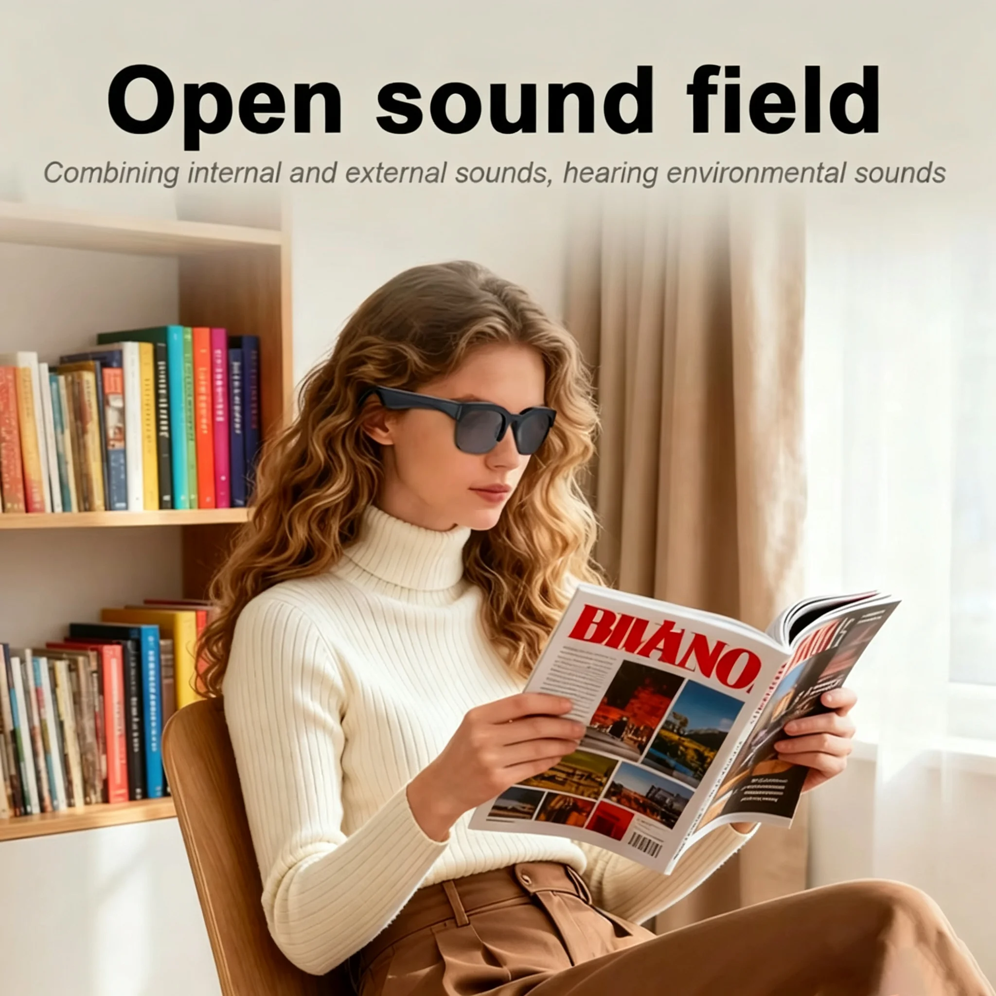 New Smart Glasses 2026 Music Sunglasses Headphones Wireless Bluetooth Call Headset HIFI Audio Glasses For Android - Detail Angle #04
