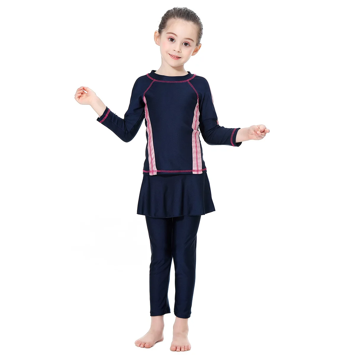 Kids Burkinis Full Coverage Muslimah Swimsuit 3pcs Islamic Long Sleeve Tops+pants+hijab Baby Arabic Ramadan Muslim Swimwear