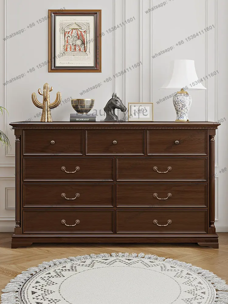 

American country all-solid wood chest cabinet log bedroom locker furniture